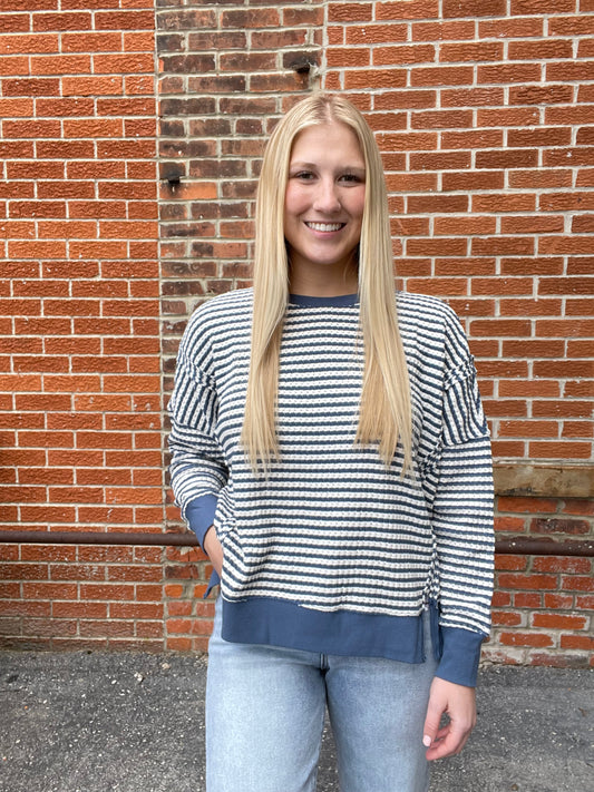 The Rowen Stripe Long Sleeve Knit Top