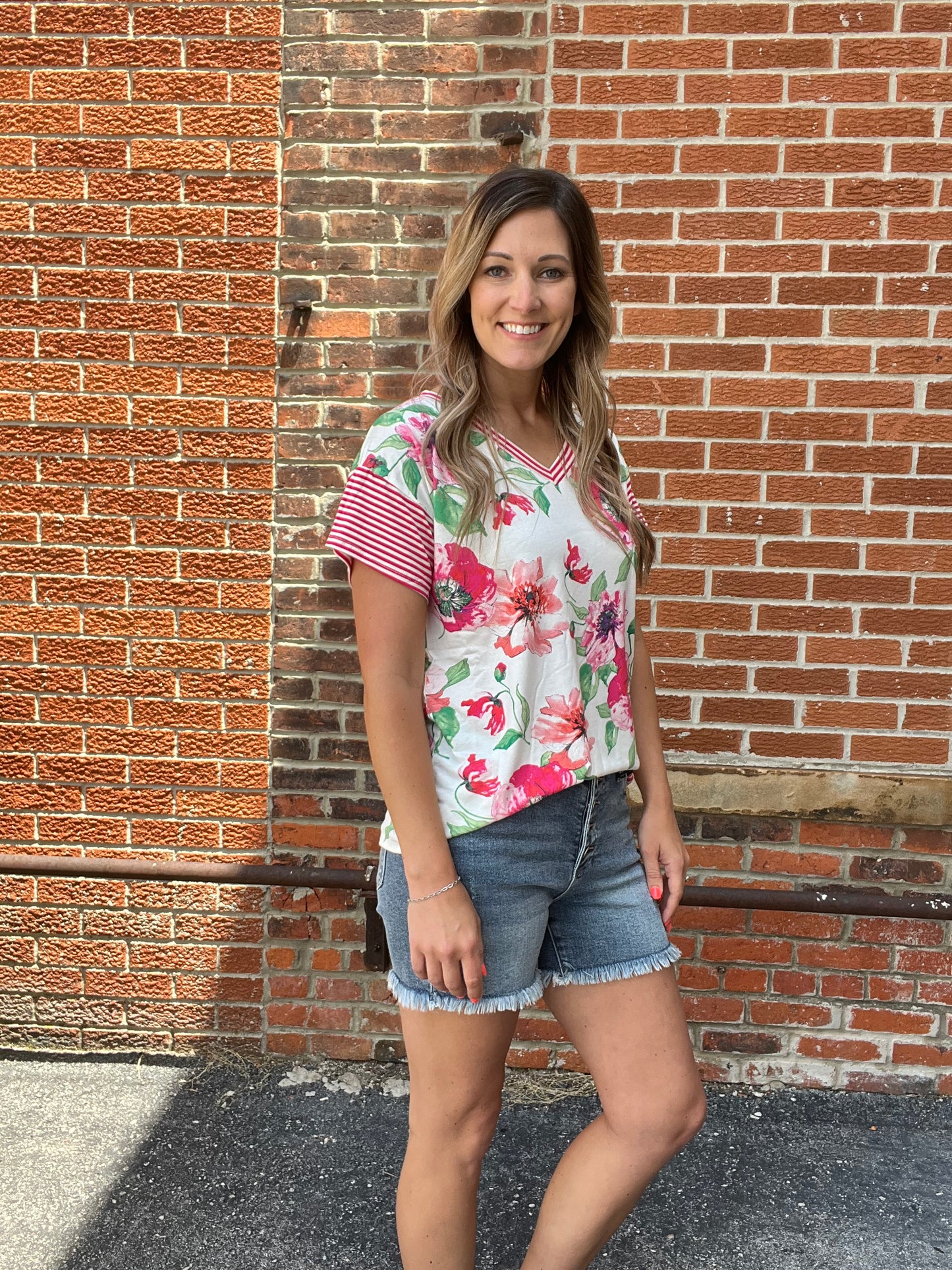 Raspberry Floral Top