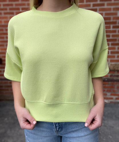 The Keylime Short Sleeve Double Knit Top