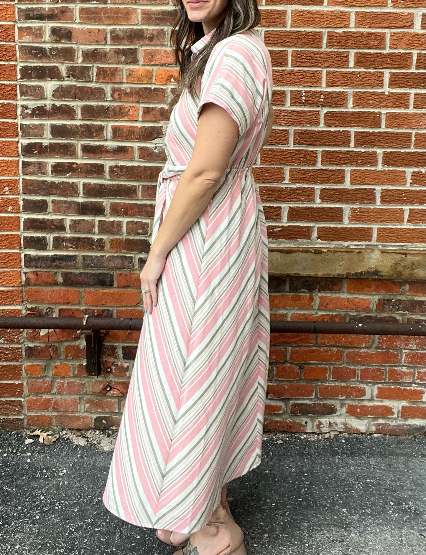The Suri Striped Tie Waist Maxi Dress