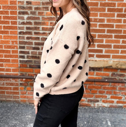 The Harpson Polka Dot Button Down Sweater Cardigan
