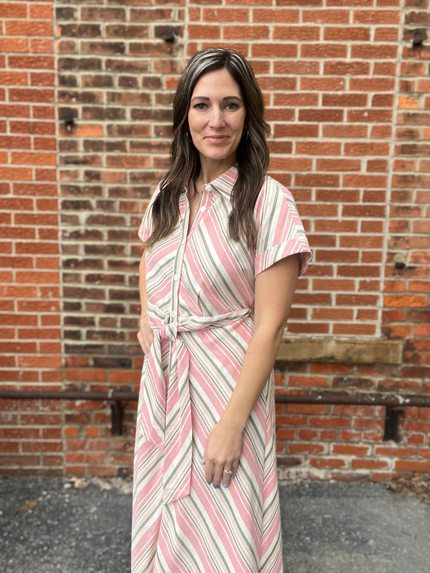 The Suri Striped Tie Waist Maxi Dress
