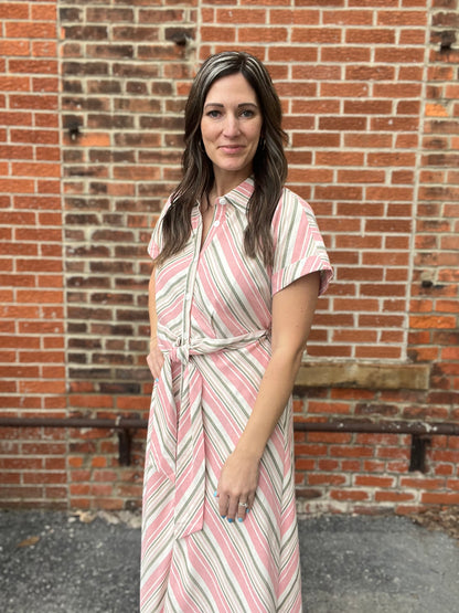 The Suri Striped Tie Waist Maxi Dress