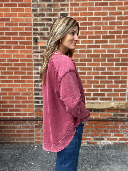 The Paxton Acid Wash Thermal Long Sleeve Top