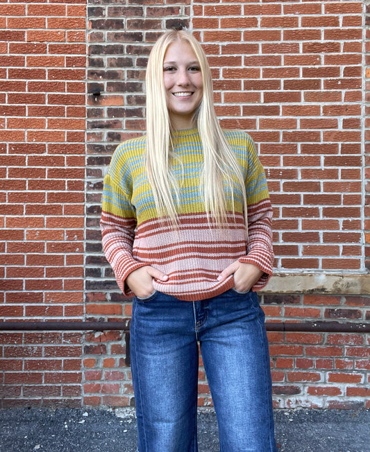 The Rora Multi Color Stripe Sweater