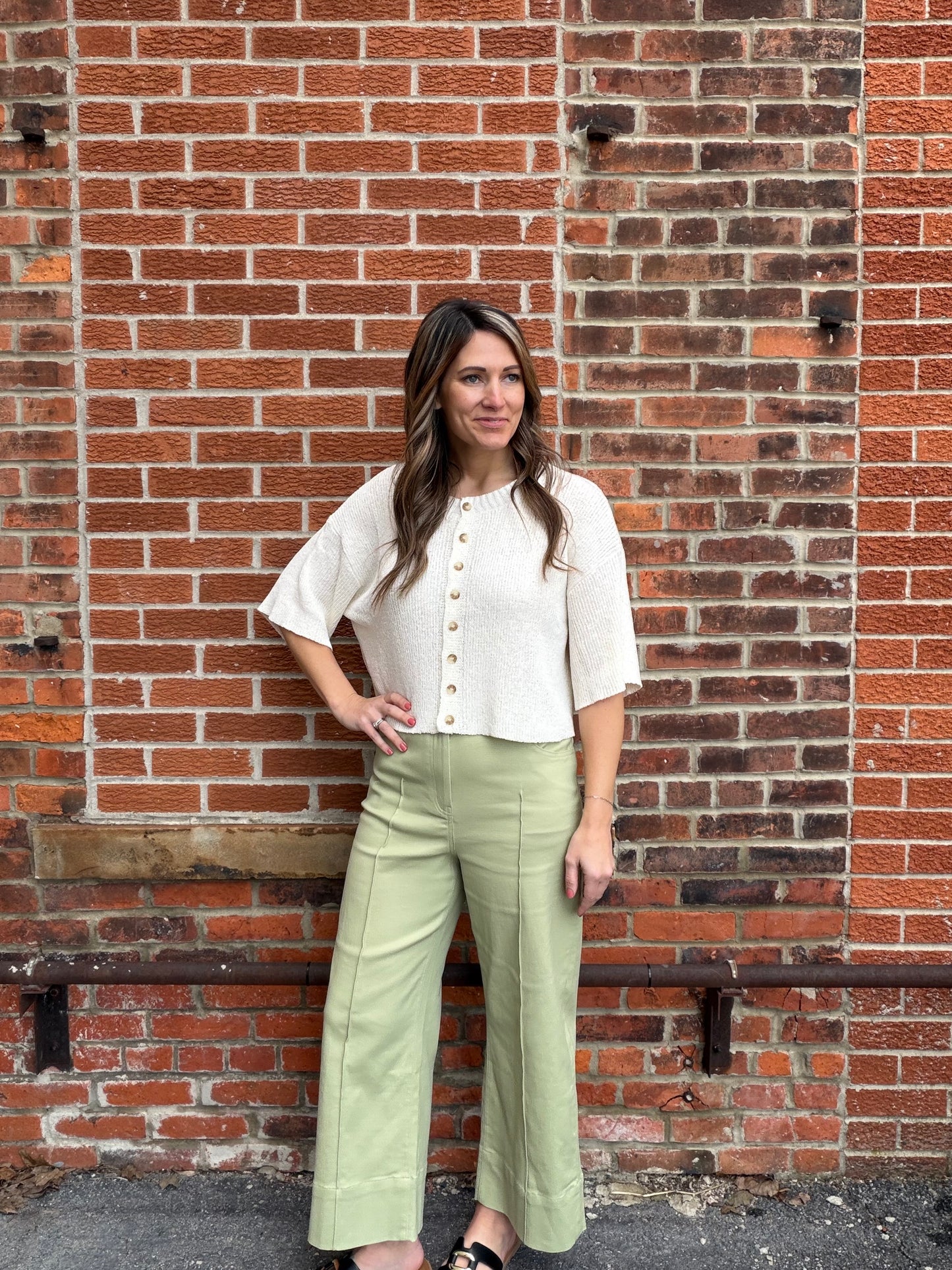 The Aveline Pistachio Straight Leg Pants