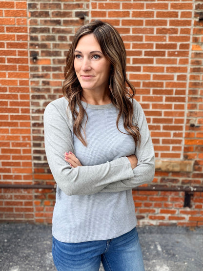 The Brooks H Grey Long Sleeve Thermal Contrast Top