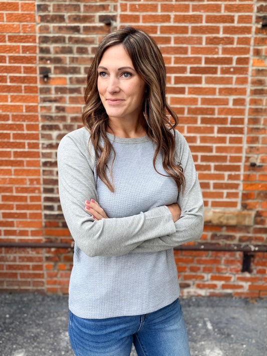 The Brooks H Grey Long Sleeve Thermal Contrast Top