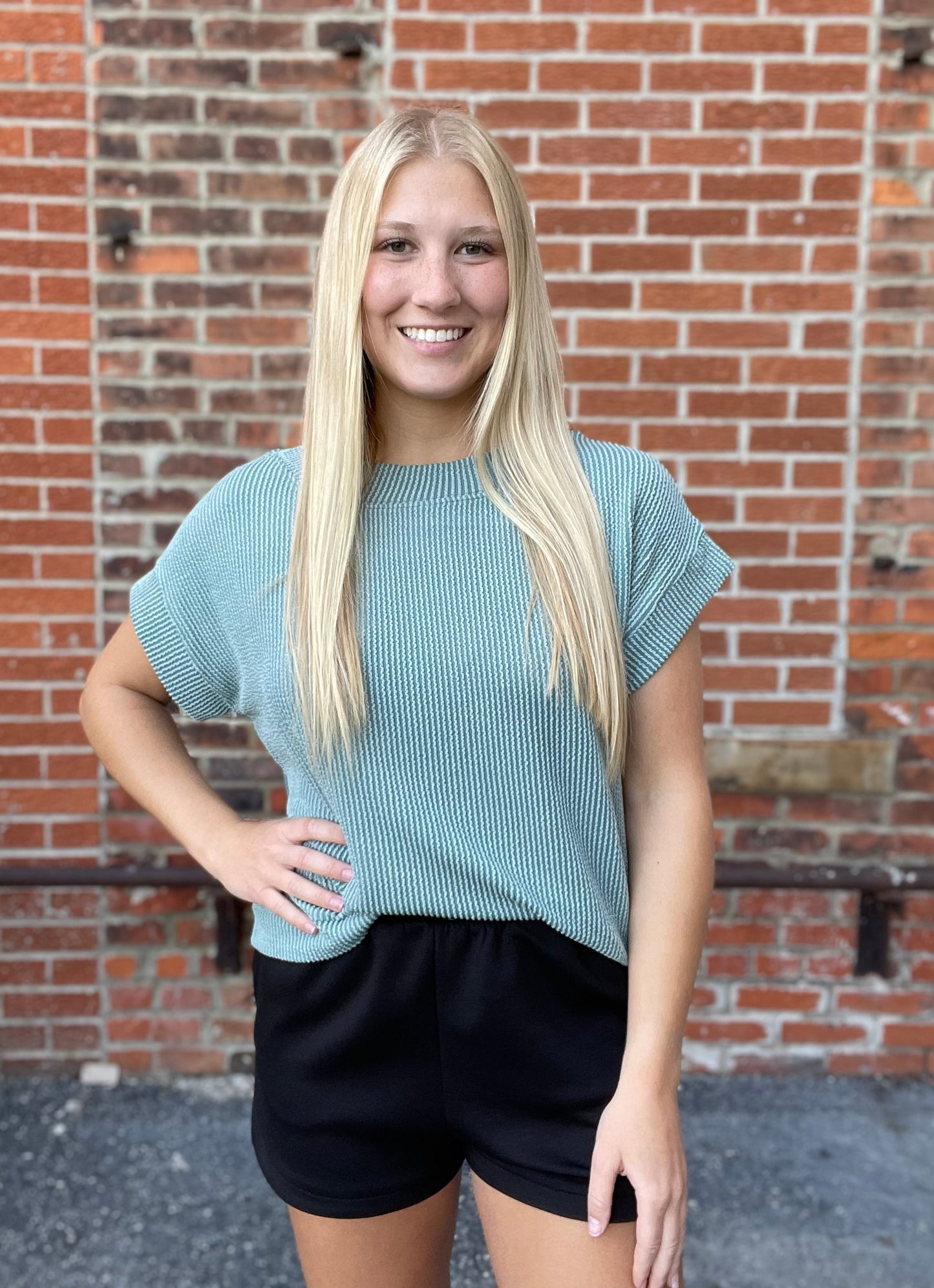 The Camille Jade Textured Lounge Top