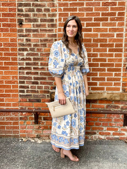 The Rhea Quarter Sleeve Floral Print Midi Dress