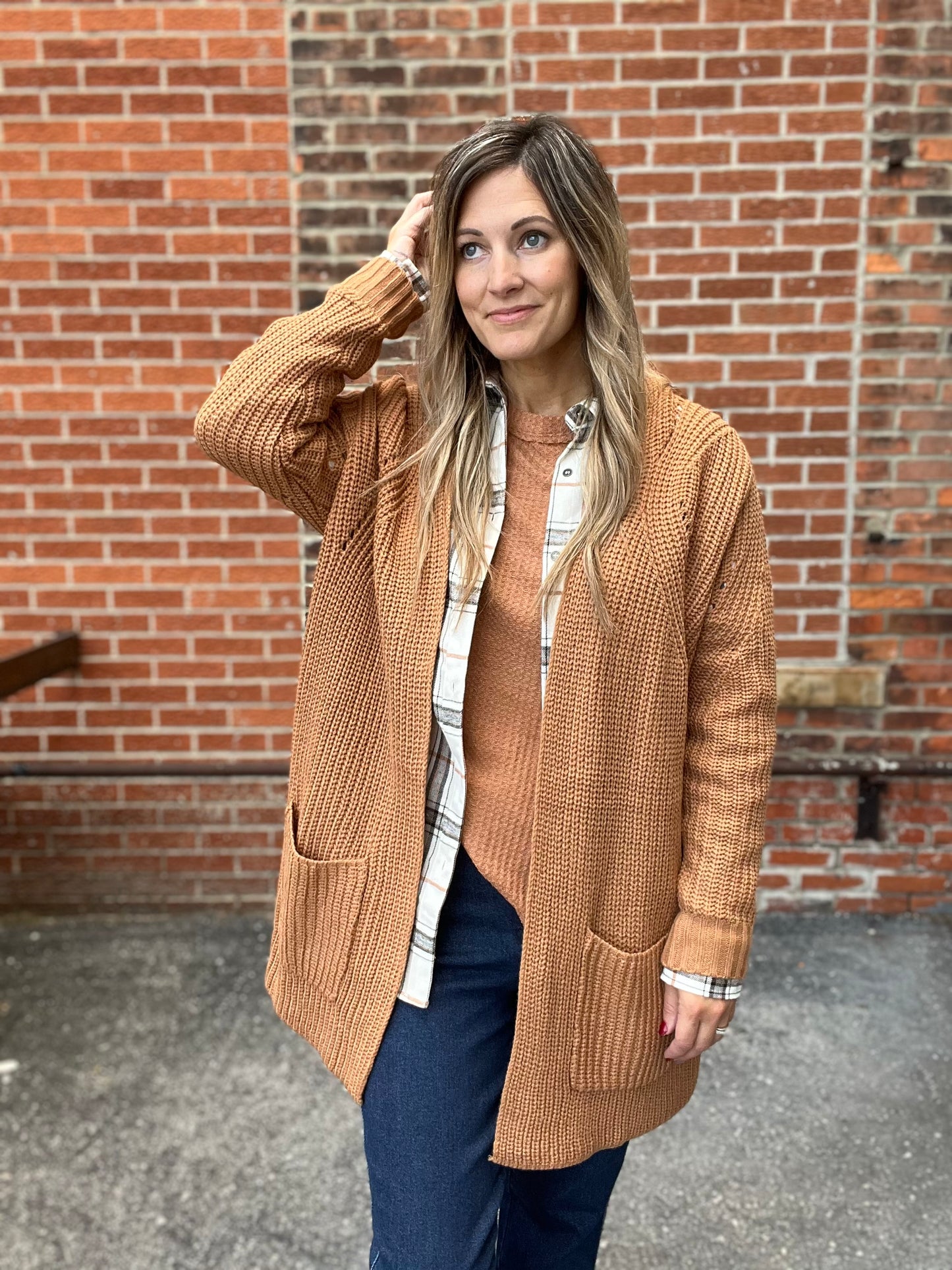 Mak Waffle Knit Cardigan