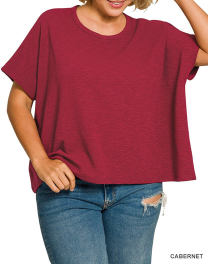 The Piper Curvy Slub Short Sleeve Top