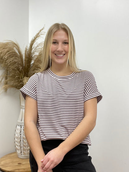 The Grace Pinstriped Short Sleeve Tee