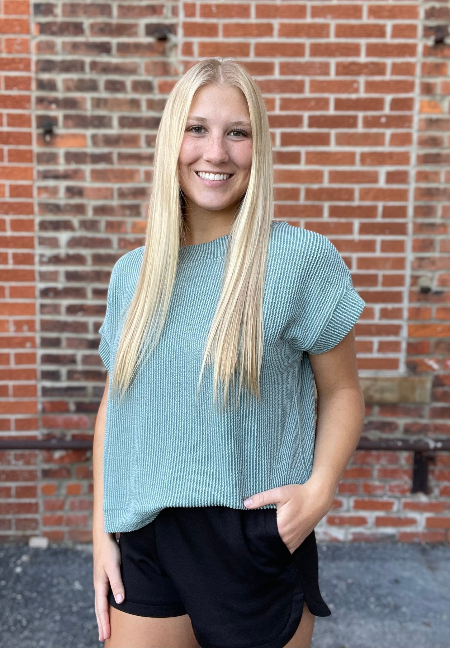 The Camille Jade Textured Lounge Top