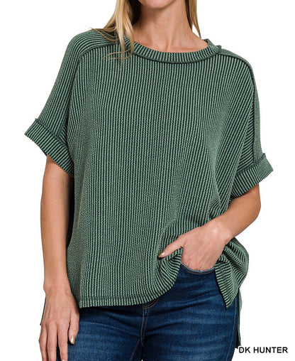 The Mae Ribbed Short Sleeve Top