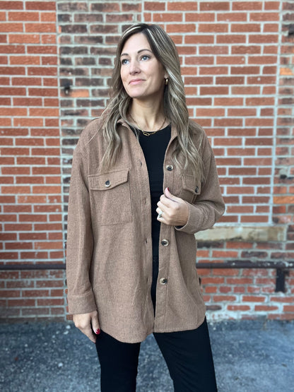 The Akira Brushed Ribbed Knit Shacket