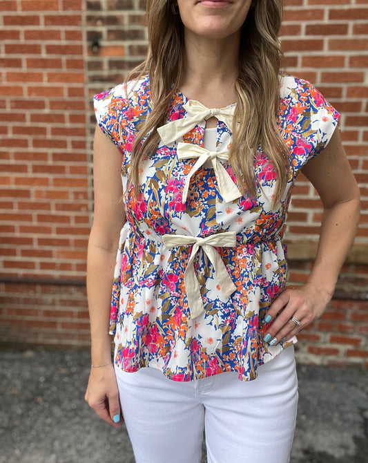 The Aria Tie Floral Unique Blouse