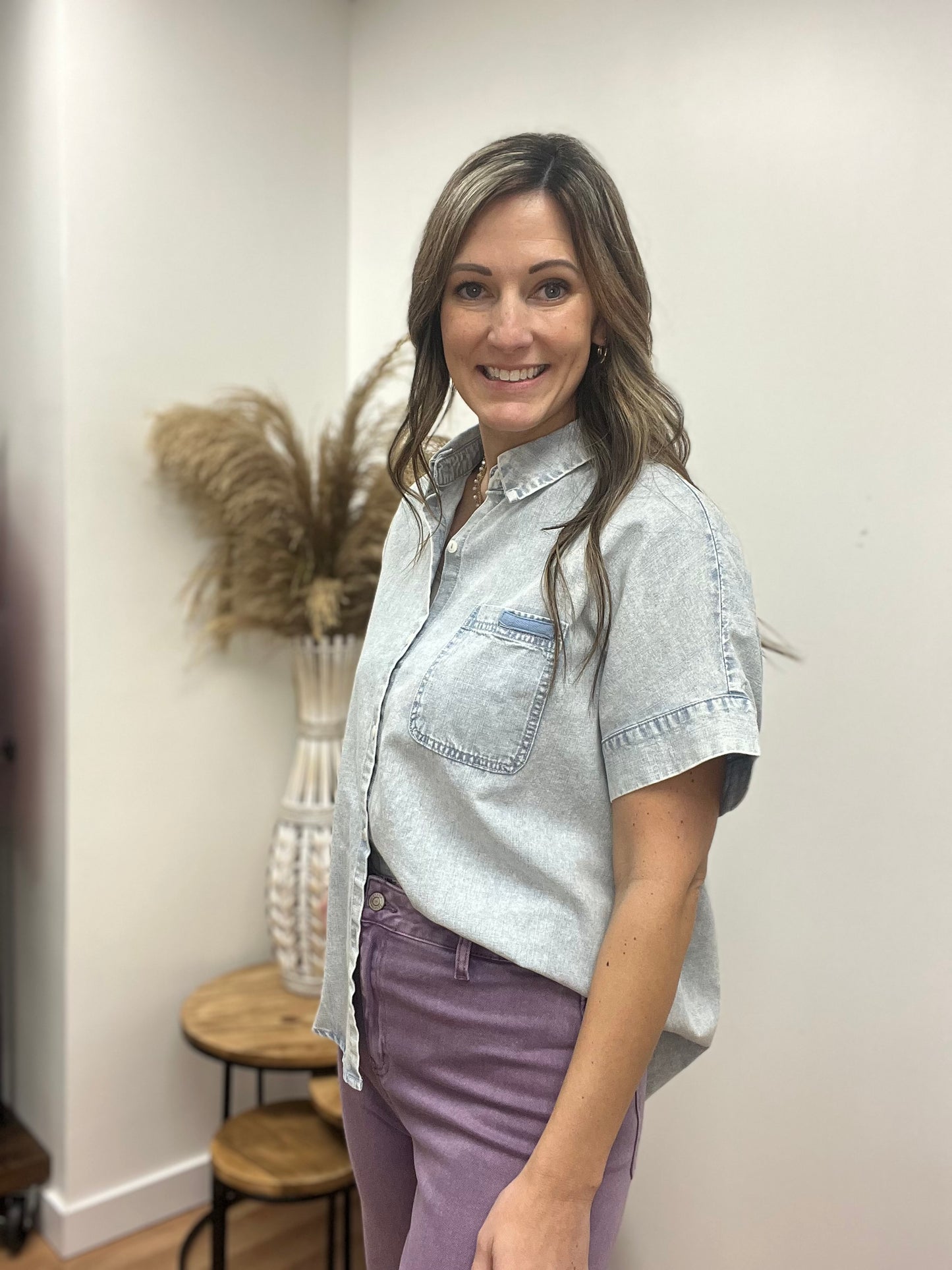 The Ridge Button Down Chambray Top