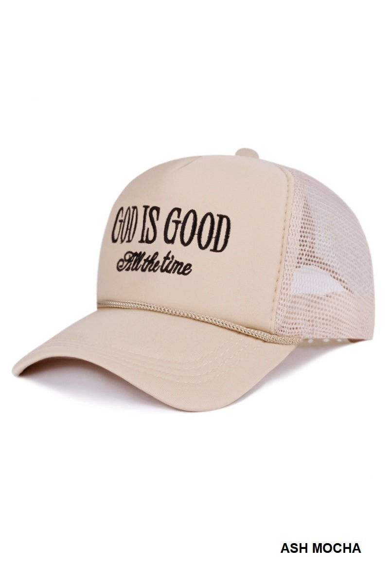 GOD IS GOOD ALL THE TIME MESH TRUCKER CAP