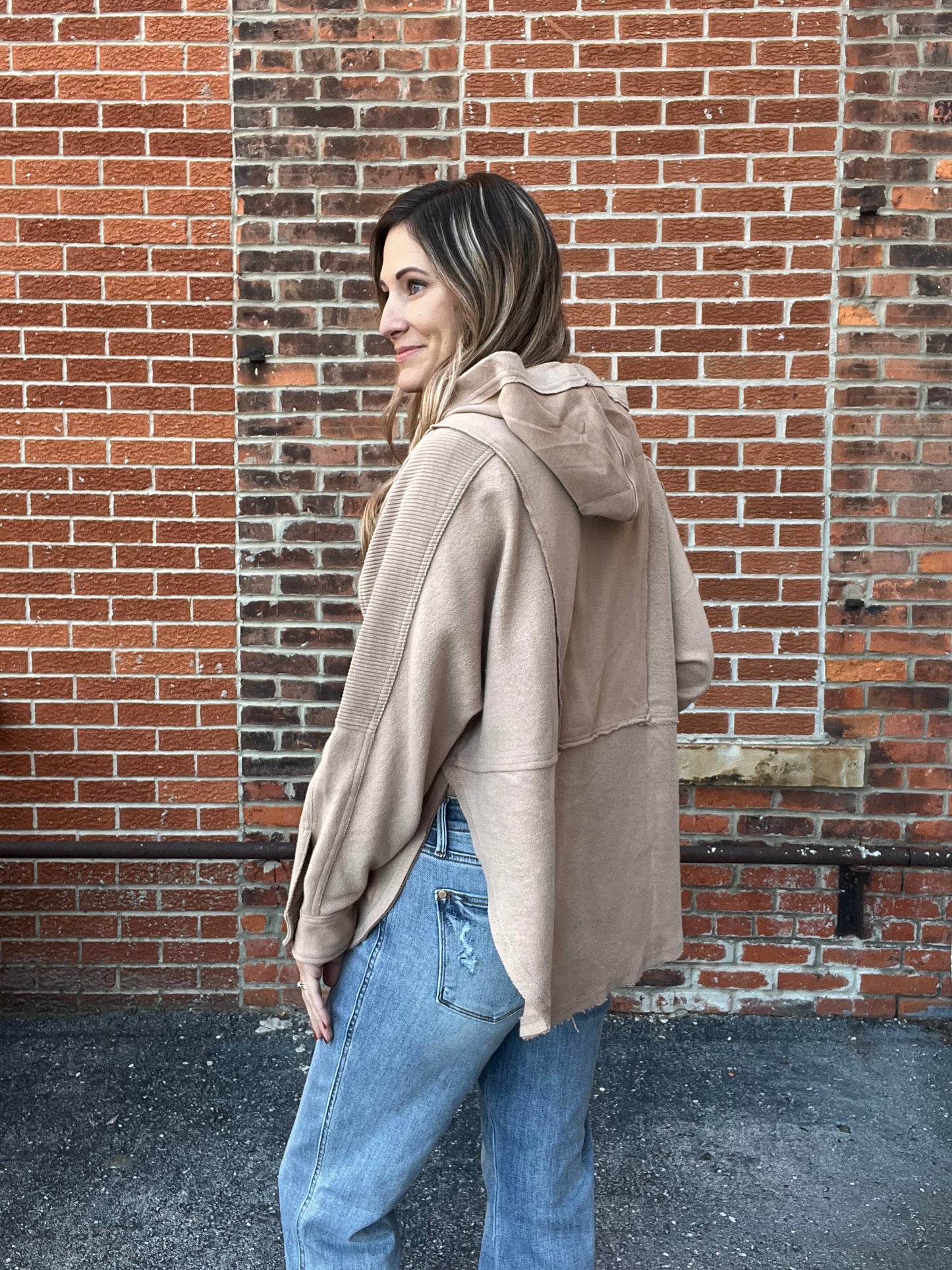 The Sahara Taupe Half Buttoned Long Sleeve