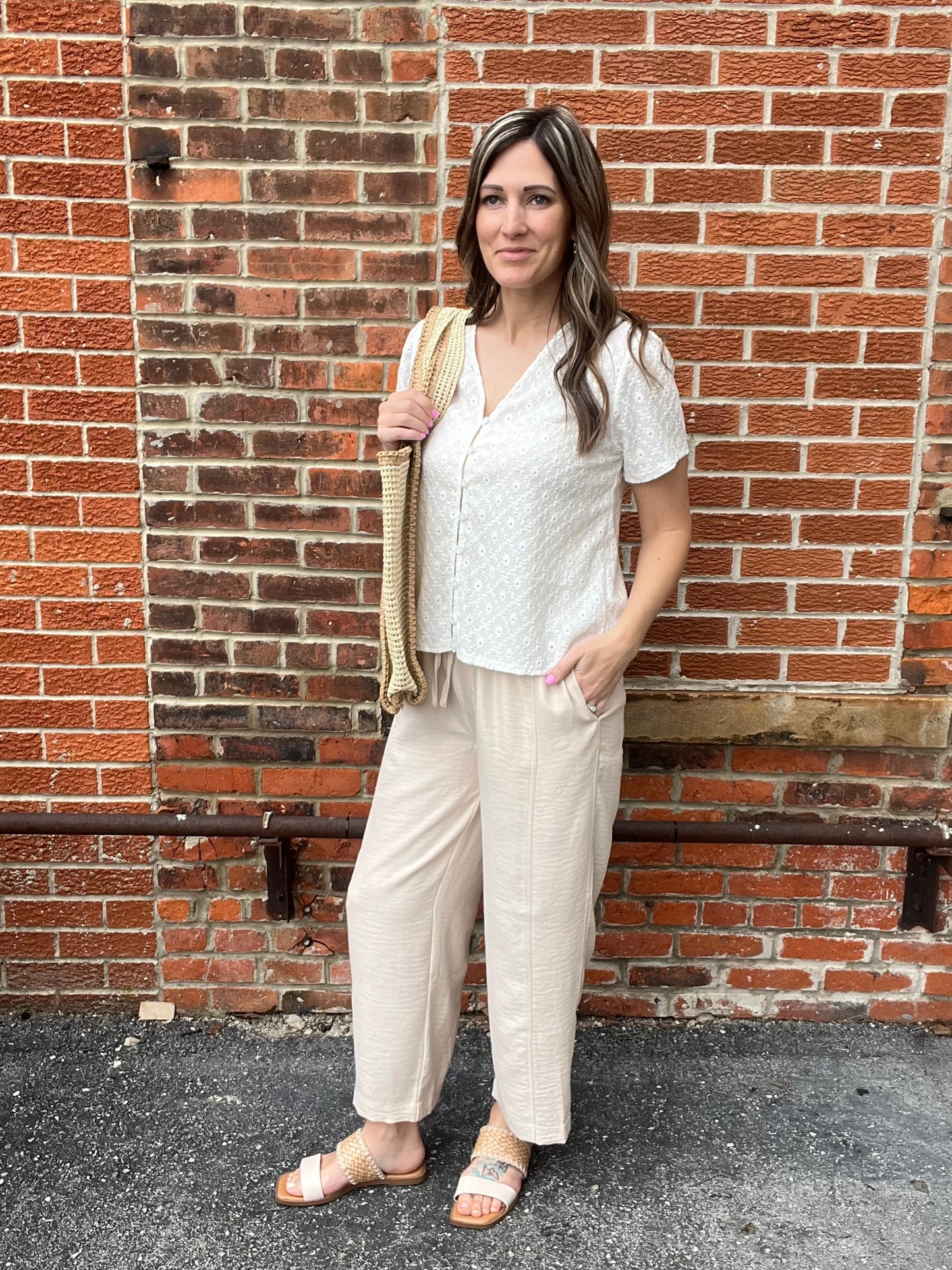 The Orelia V Neck White Lace Top