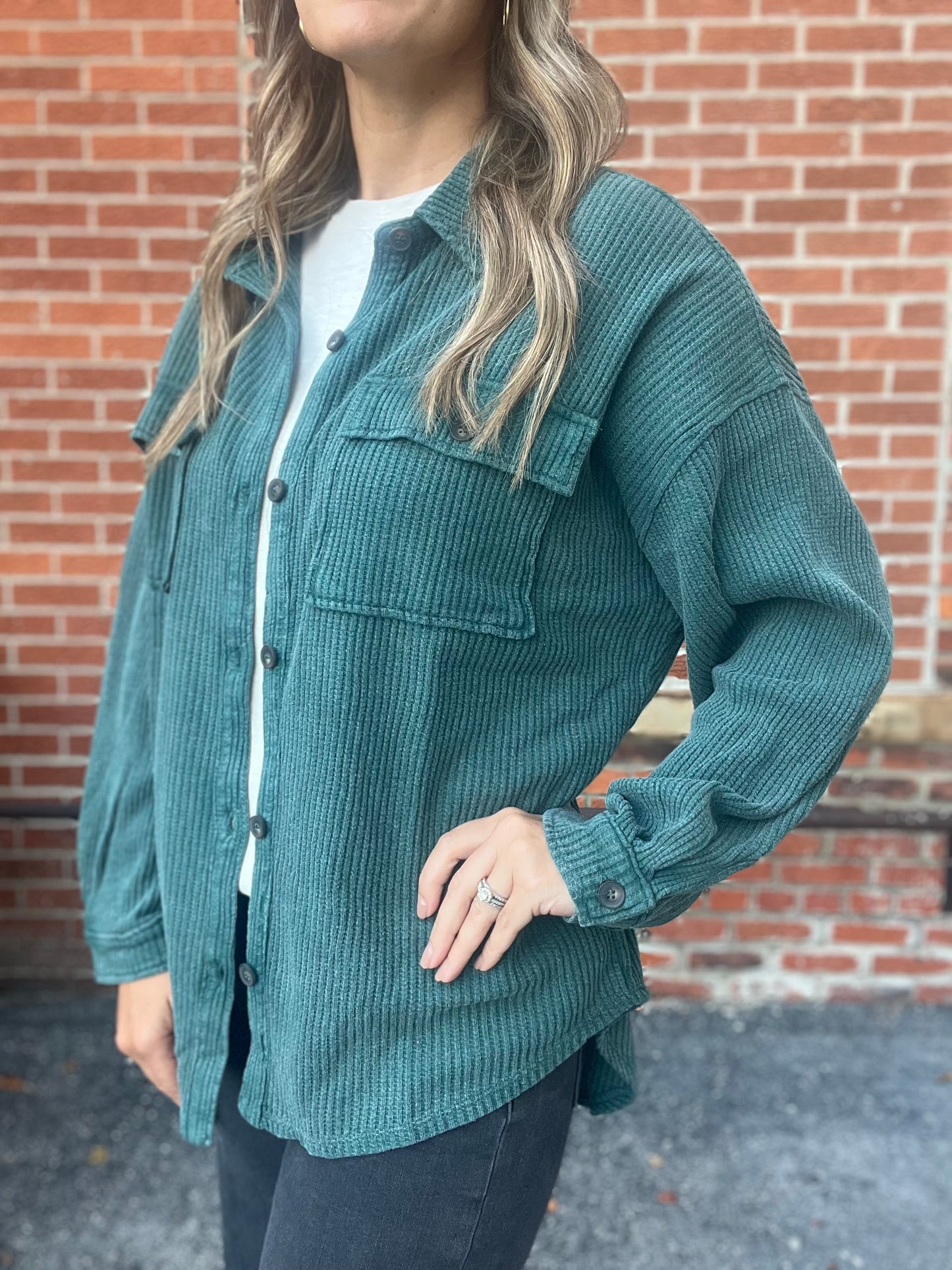 The Hallee Textured Button Up