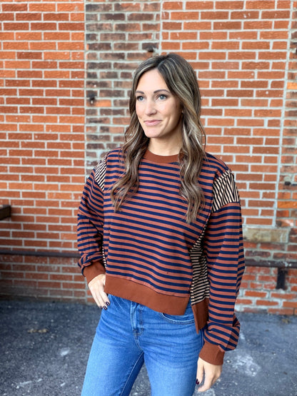 The Zina Mixed Contrast Cropped Sweatshirt