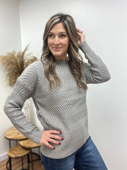 The Jordis Grey ZigZag Knit Sweater