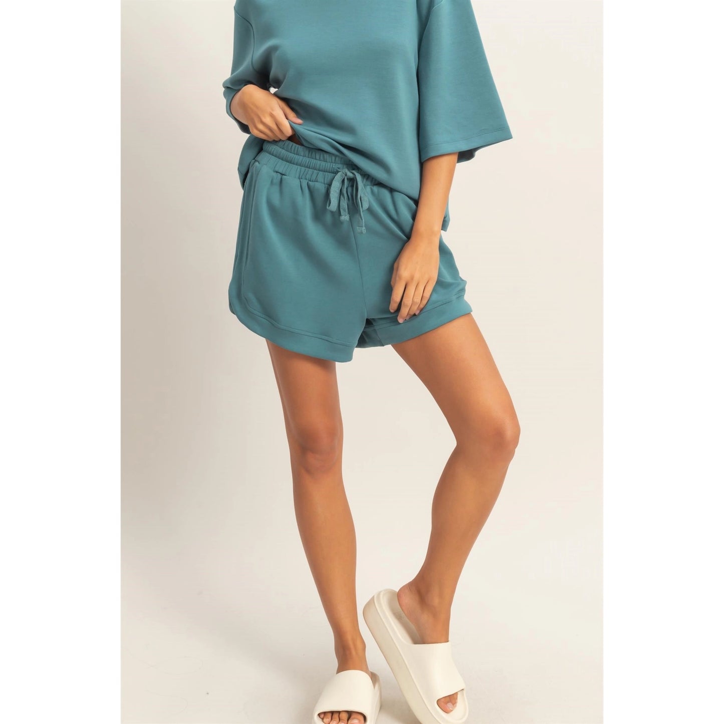 The Naia Loose Fit Elastic Lounge Shorts