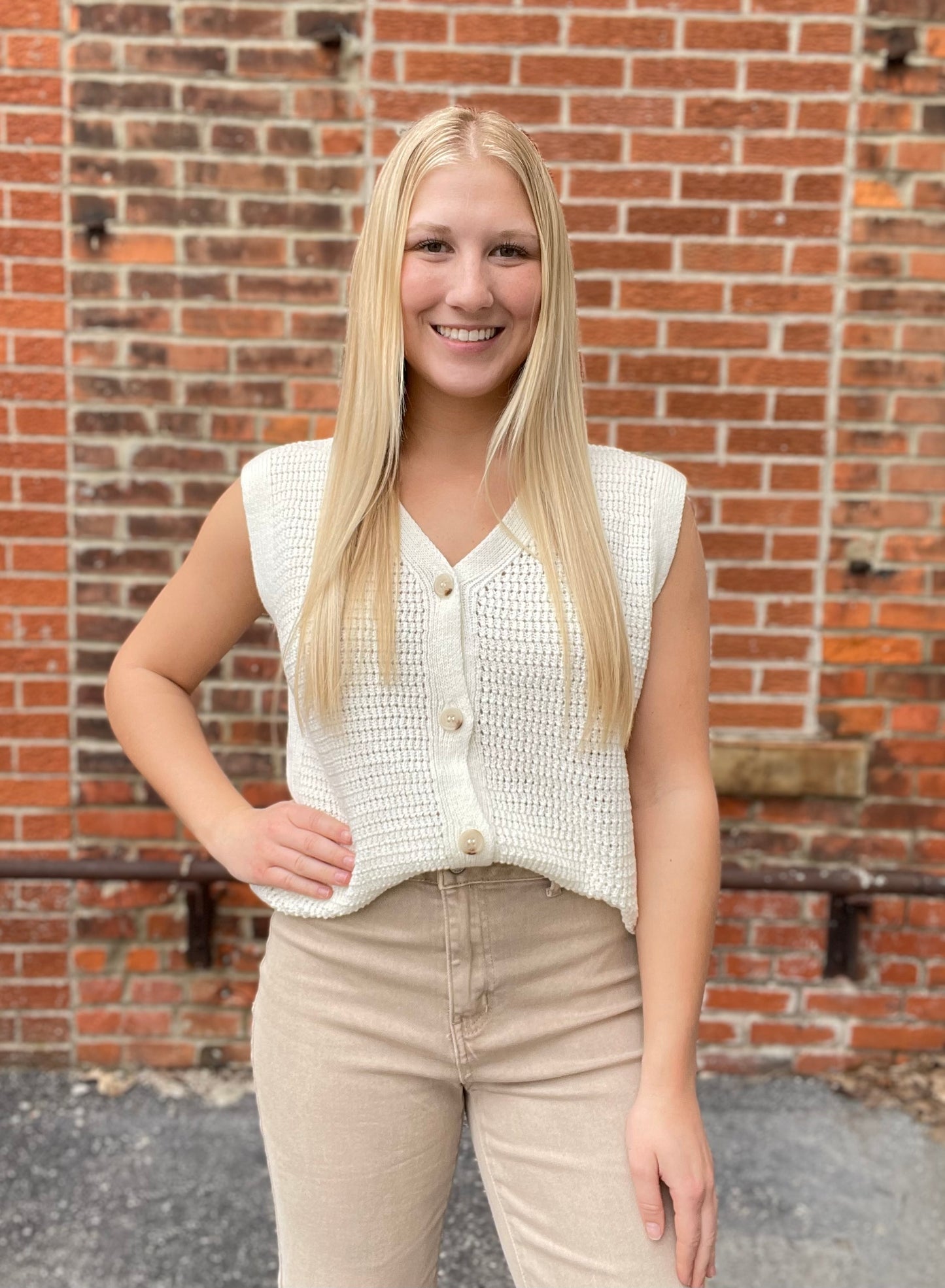 The Hayleigh Button Down Cream Vest