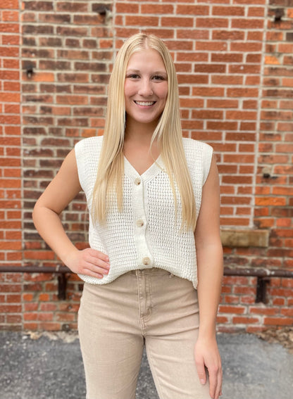 The Hayleigh Button Down Cream Vest