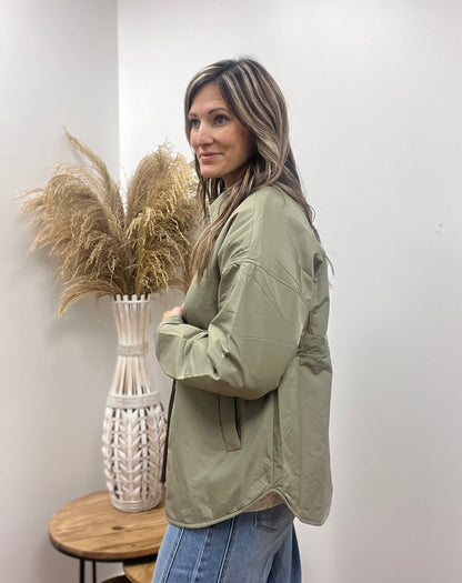 The Callie Button Up Sage Jacket