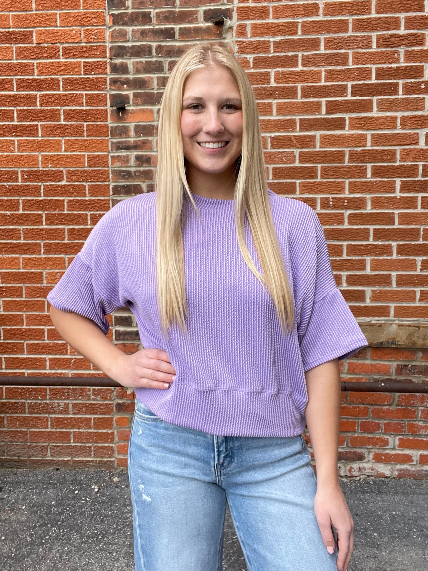 The Misti Wave Rib Short Sleeve Top