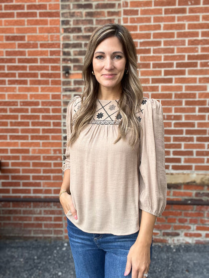 The Sudrey Floral Embroider Blouse