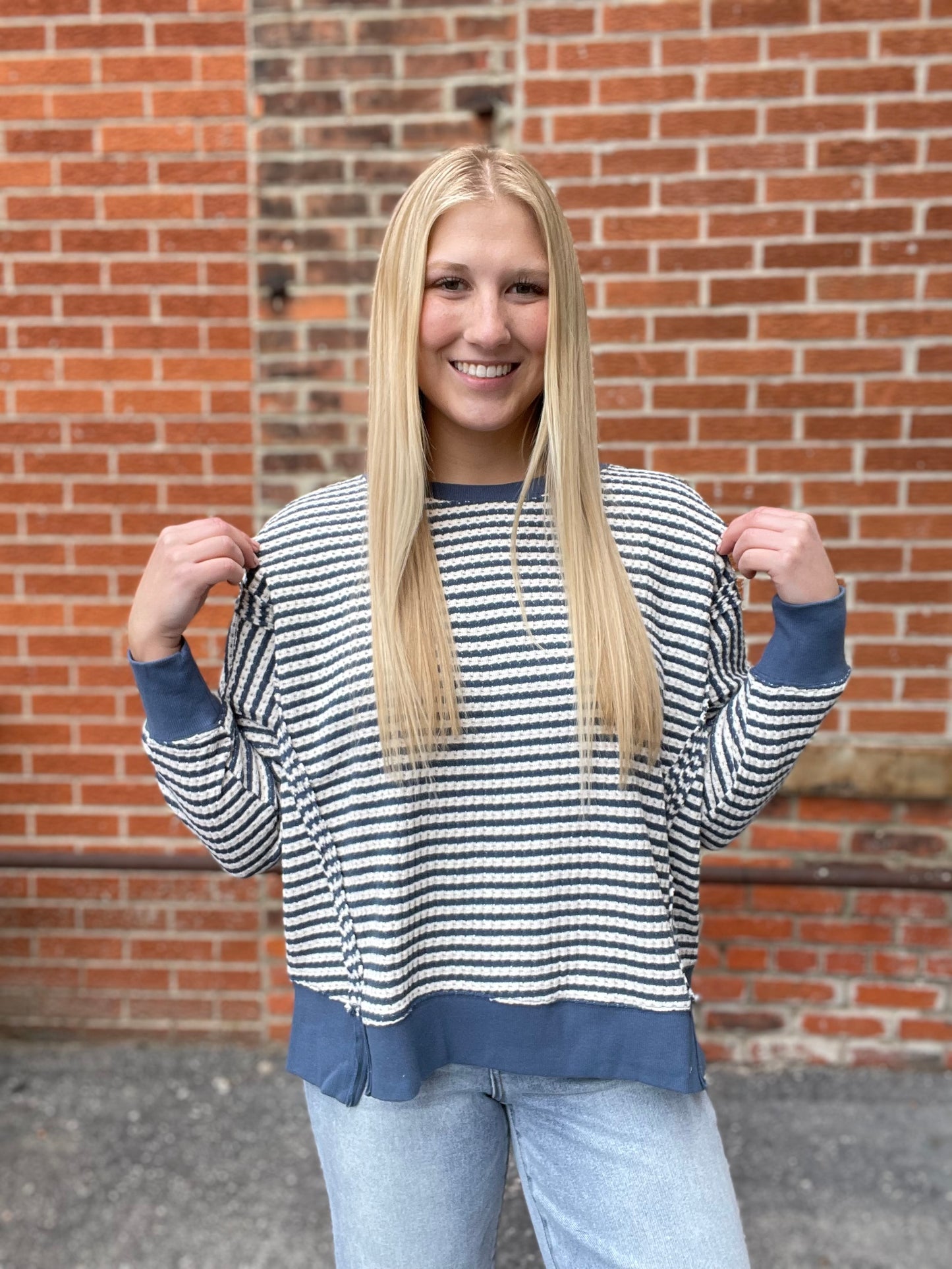 The Rowen Stripe Long Sleeve Knit Top
