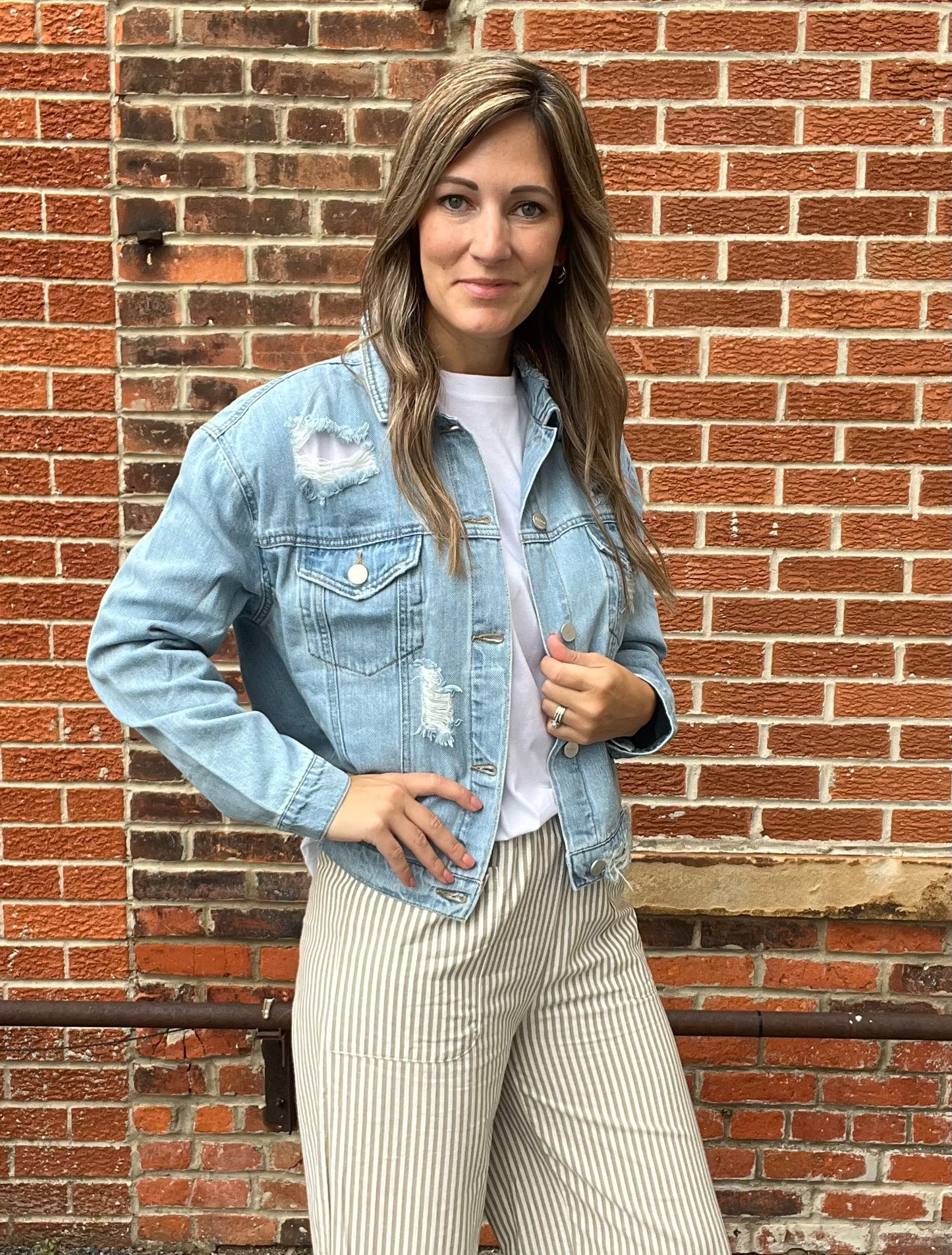 The Cayson Distressed Oversized Cropped Jacket
