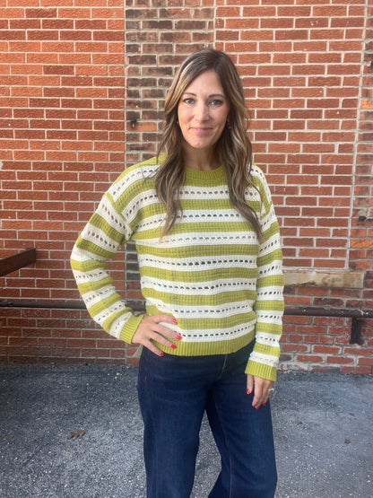 The Ivy Kiwi Striped Knit Pullover Sweater