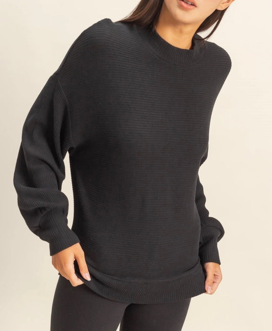 The Tara Black Ribbed Sweater