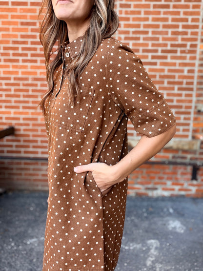 The Charming Polka Dot Denim Dress