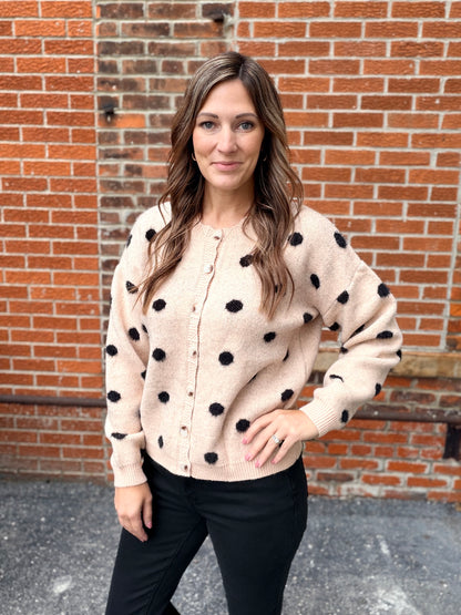 The Harpson Polka Dot Button Down Sweater Cardigan