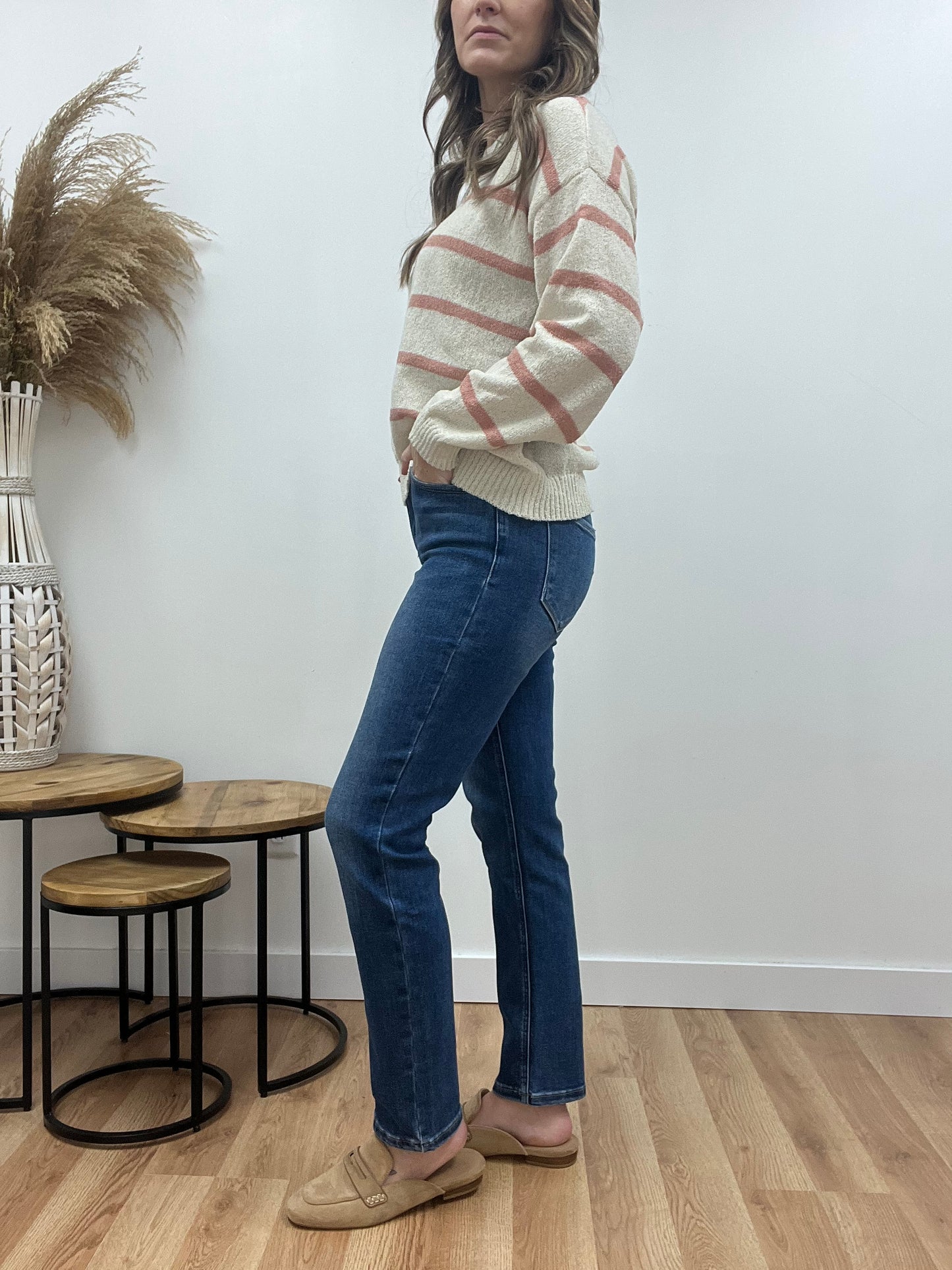 The Dark Solar High Rise Straight Denim