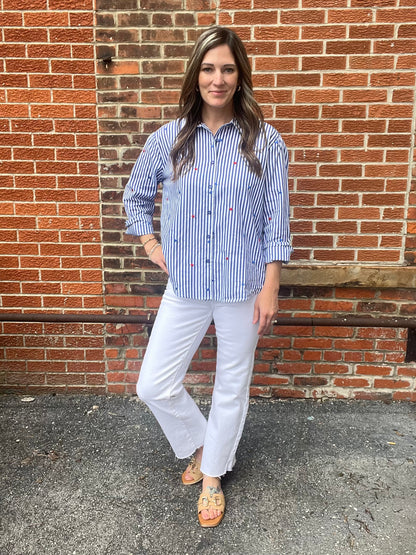 The Briller Stripped Button Up with Stars