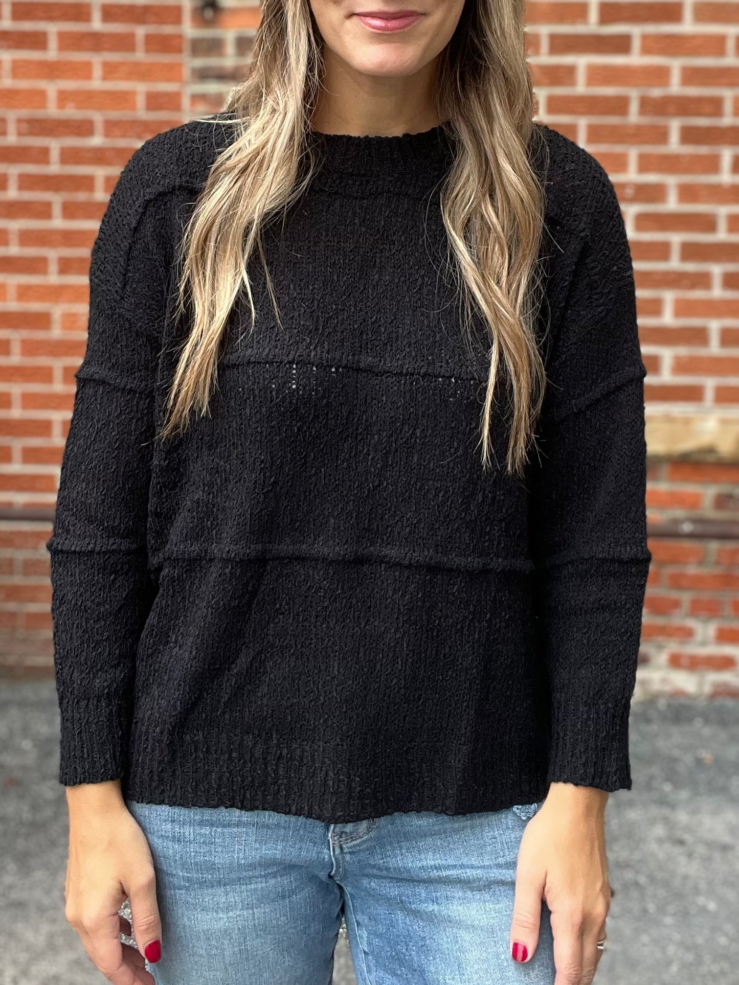 The Maddilynn Loose Knit Black Sweater