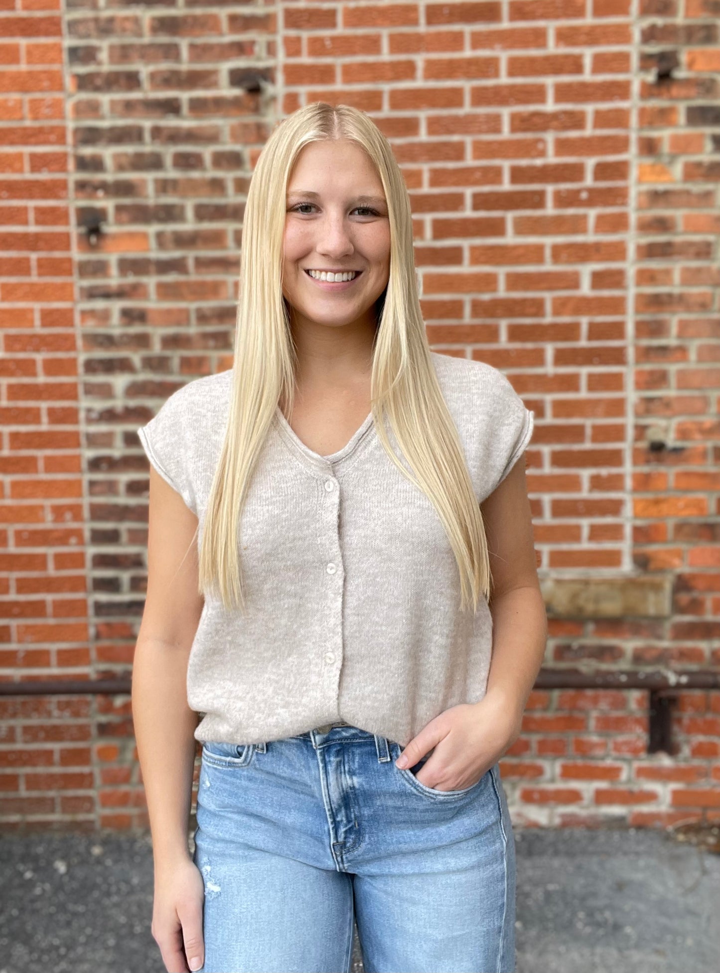The Harlow Sleeveless Knit Cardigan Sweater