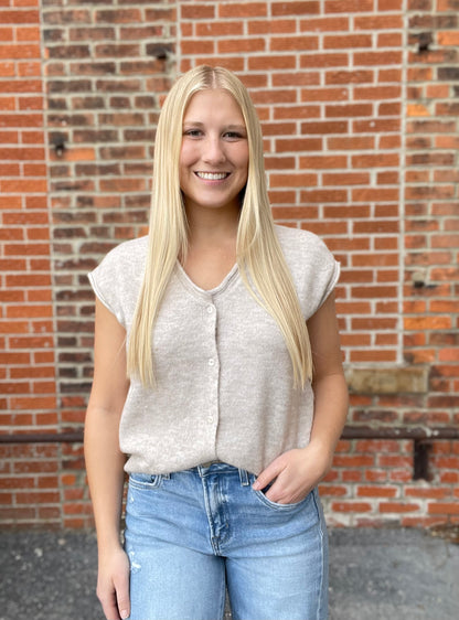 The Harlow Sleeveless Knit Cardigan Sweater