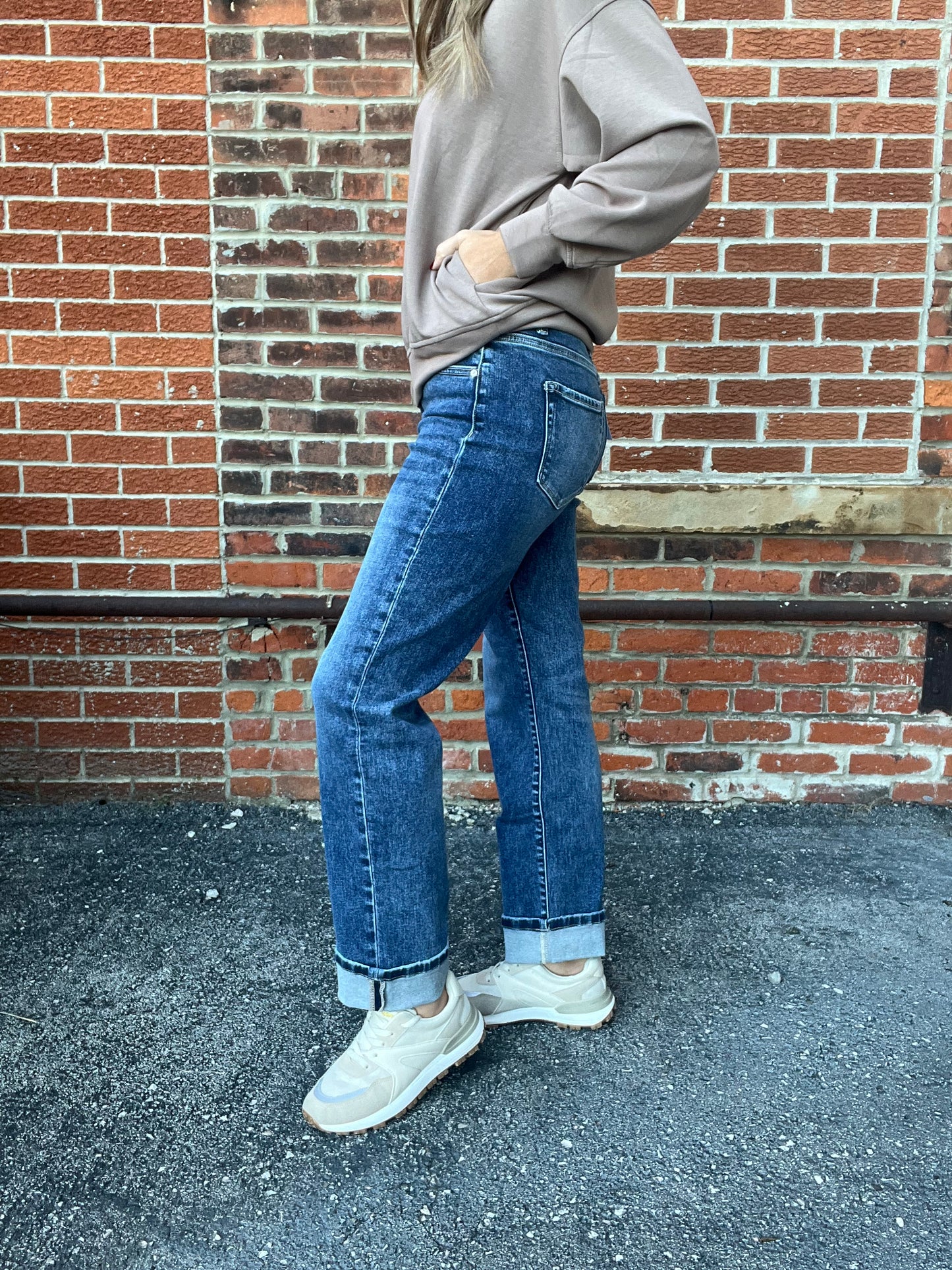 The Calo Cuffed Straight Leg Jeans