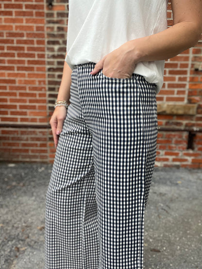 The Lenora Gingham Navy Pants