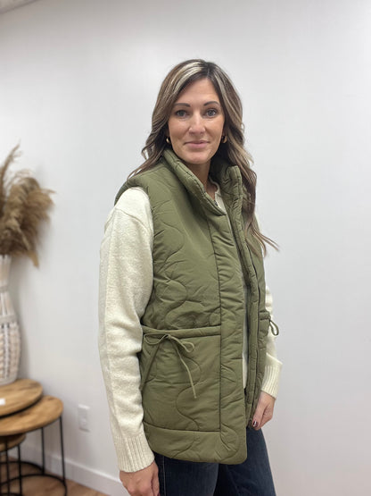 The Polli Quilted Olive Vest