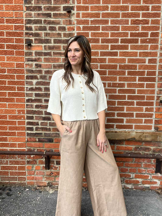 The Karleigh Pinstriped Wide Leg Pants