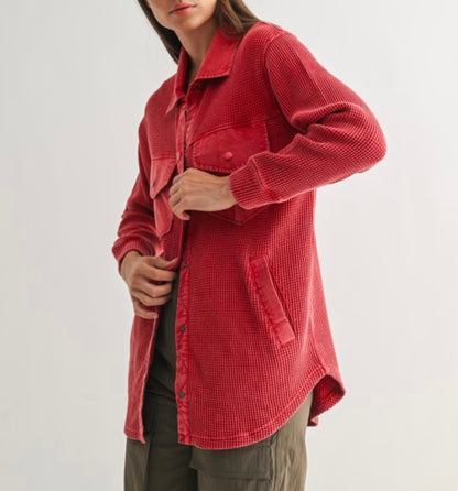 The Naya Waffle Knit Button Down Jacket